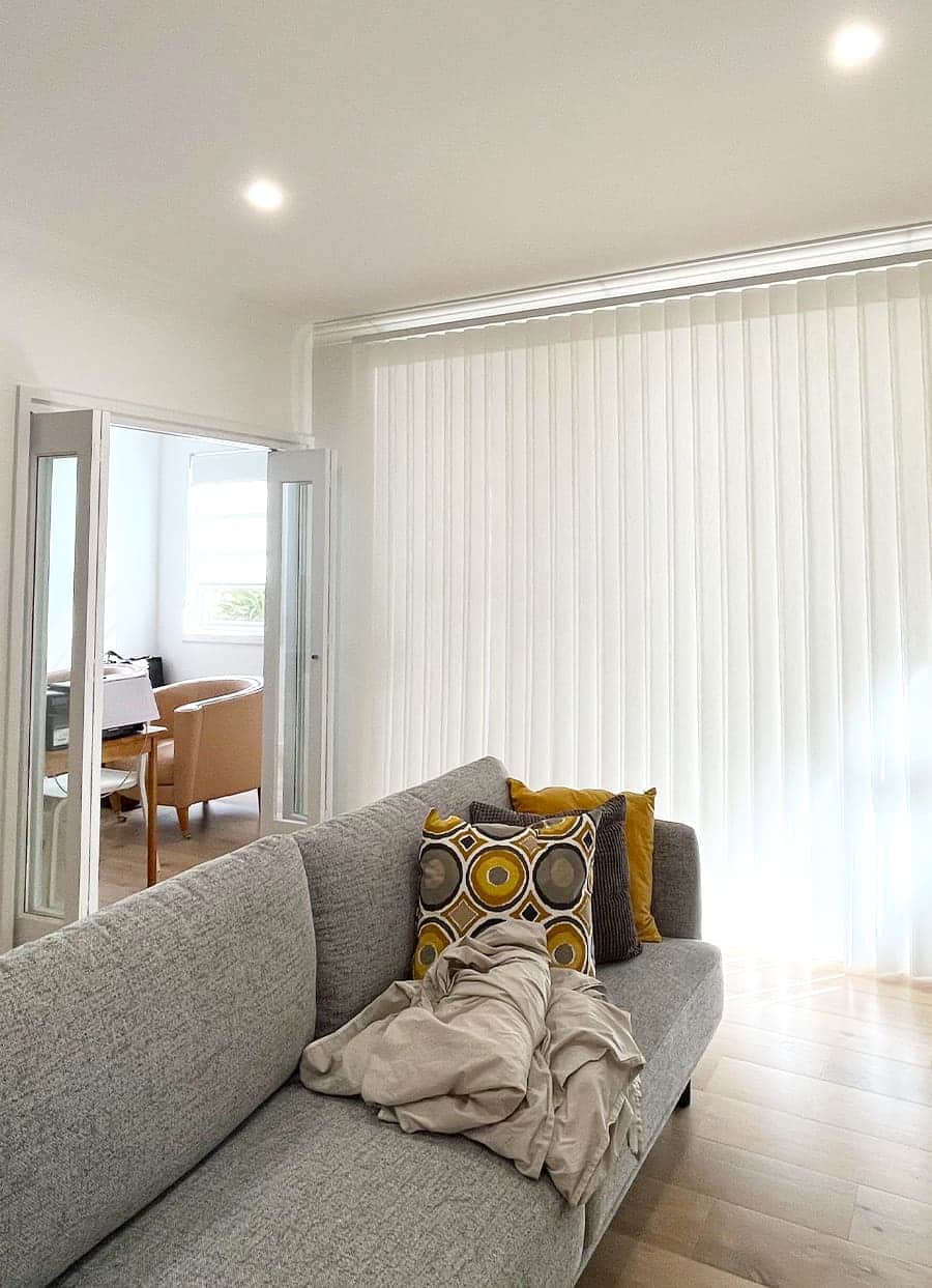 Vertical Blinds are a very economical, versatile, and stylish window covering. They are very functional and offer the most flexible shading options. Our child safe vertical blinds are manufactured in our factory at Mulgrave, Sydney. All our fabrics and components are sourced from Australian owned suppliers. Our vertical blinds are highly customisable, practical and long-lasting. You should expect many years of enjoyment from our blinds. You can also upgrade your slats in the future.